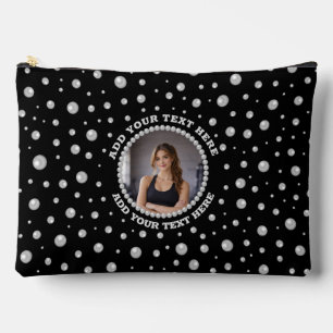 Pochette À Accessoires Photo personnalisé avec cercle de perles sur fond 