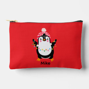 Pochette À Accessoires Pingouin scintillant avec lumières de Noël