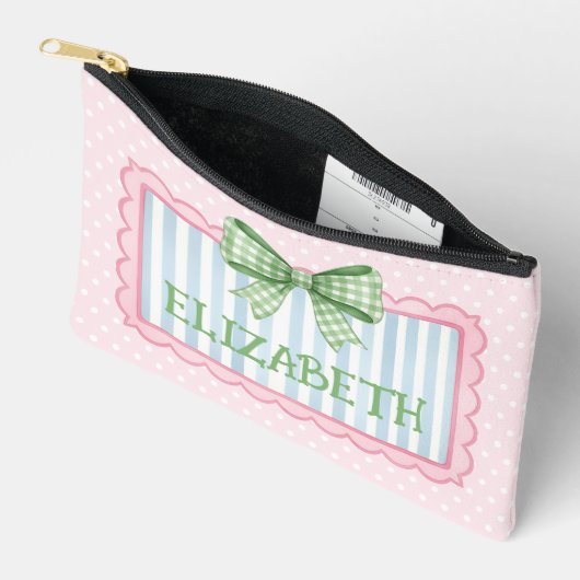 Pochette À Accessoires Pink and Blue Frame Green Gingham Bow (Ouvrir)