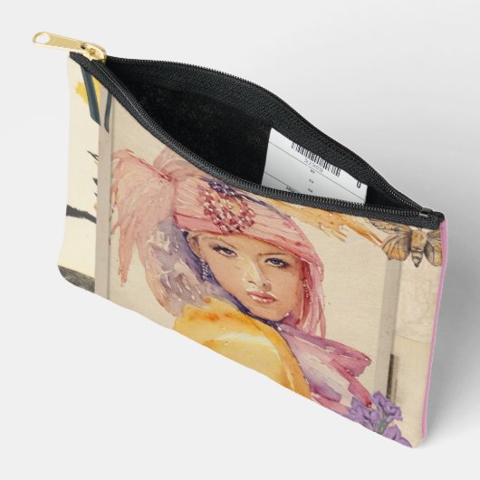 Pochette À Accessoires Pink Art deco accessories bag (Ouvrir)