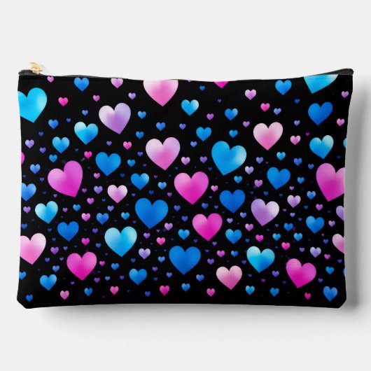 Pochette À Accessoires Pink & Blue Glowing Hearts (Recto)