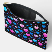 Pochette À Accessoires Pink & Blue Glowing Hearts (Ouvrir)