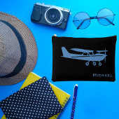 Pochette À Accessoires Pink Cessna Avion Girl Aviation Nom personnalisé