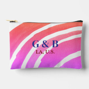 Pochette À Accessoires Pink jaune arc-en-ciel ajouter nom du couple place
