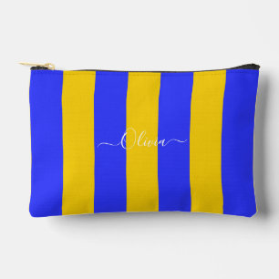 Pochette À Accessoires PixDezines Monogram Cabana Rayure Cobalt Jaune