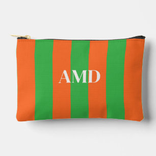Pochette À Accessoires PixDezines Monogram Cabana Rayure Lime Orange