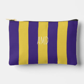 Pochette À Accessoires PixDezines Monogram Cabana Rayure Violet Jaune