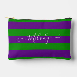 Pochette À Accessoires PixDezines Monogram Cabana Rayure Violet Vert