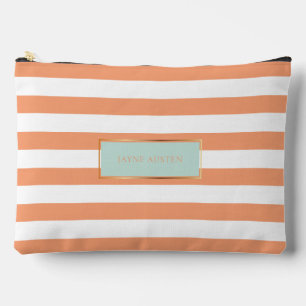 Pochette À Accessoires PixDezines Monogram rayure corail blanc