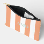 Pochette À Accessoires PixDezines Monogram rayure corail blanc (Ouvrir)