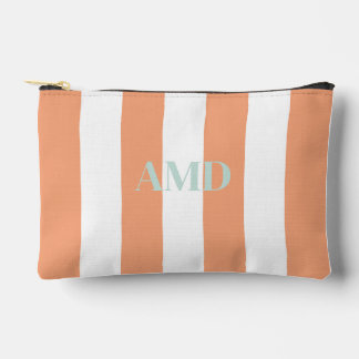 Pochette À Accessoires PixDezines Monogram rayure corail blanc