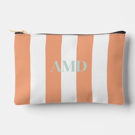 Pochette À Accessoires PixDezines Monogram rayure corail blanc (Recto)