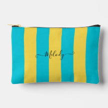 PixDezines Monogramme Rayure Turquoise Jaune Citro