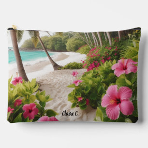 Pochette À Accessoires Plage tropicale Pouch Accessoire Hibiscus Rose Cha