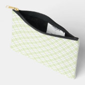 Pochette À Accessoires Plaid diagonal simple en vert (Ouvrir)