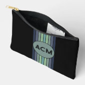 Pochette À Accessoires Planche de surf bleu et vert rétro (Ouvrir)