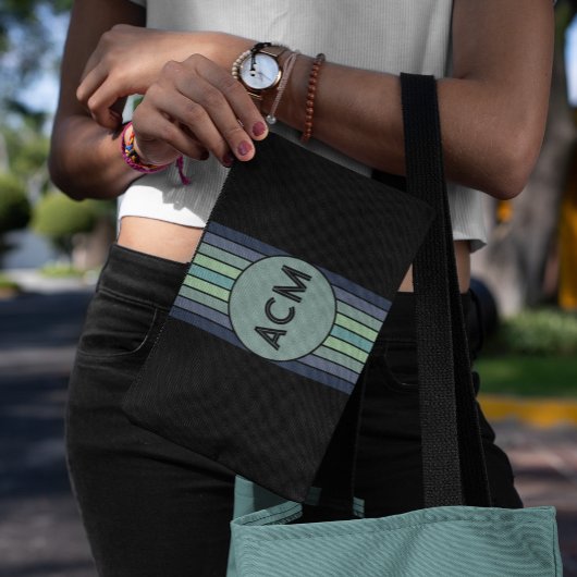 Pochette À Accessoires Planche de surf bleu et vert rétro