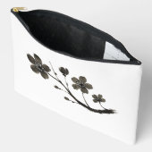 Pochette À Accessoires Plum Blossom Line Art - Design botanique sur (Ouvrir)