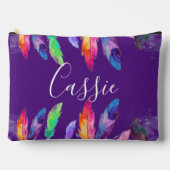 Pochette À Accessoires Plumes Boho personnalisées (Recto)