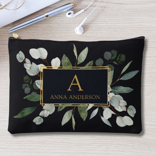 Pochette À Accessoires Poche Accessoire Monogramme Aquarelle Feuilles Ver