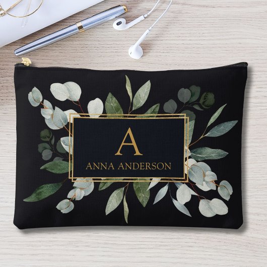 Pochette À Accessoires Poche Accessoire Monogramme Aquarelle Feuilles Ver