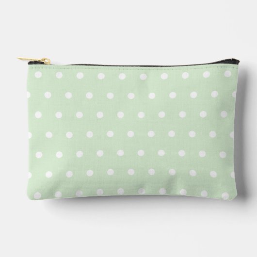 Pochette À Accessoires Pointe Polka blanche sur Jade verte au lait (Recto)