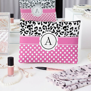 Pochette À Accessoires Points girly et monogramme imprimé animaux 