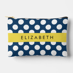 Pochette À Accessoires Pois Bleus de la Marine, Motif Pot Polka, Votre No