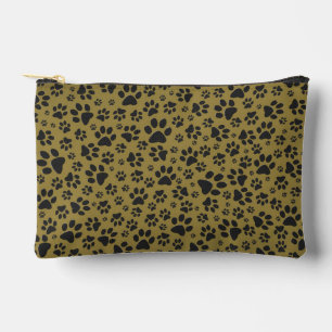 Pochette À Accessoires Pois de chien noir et blanc Pointe Polka sur l'or