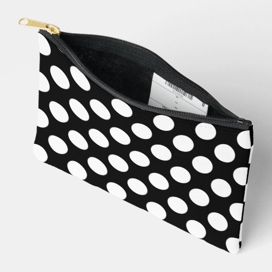 Pochette À Accessoires Pois noirs et blancs, Motif Polka (Ouvrir)