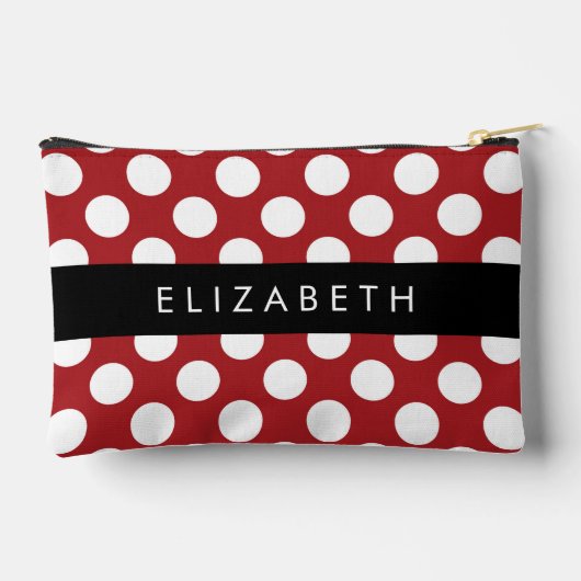 Pochette À Accessoires Pois Rouges, Motif Polka Dot, Votre Nom (Verso)