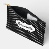 Pochette À Accessoires Pois suisses français blanc classique en noir (Ouvrir)