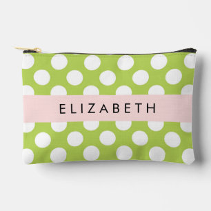 Pochette À Accessoires Pois verts, Motif Pointe Polka, Votre Nom