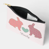Pochette À Accessoires Polka Dot Bunnies Rose Personnalisé (Ouvrir)