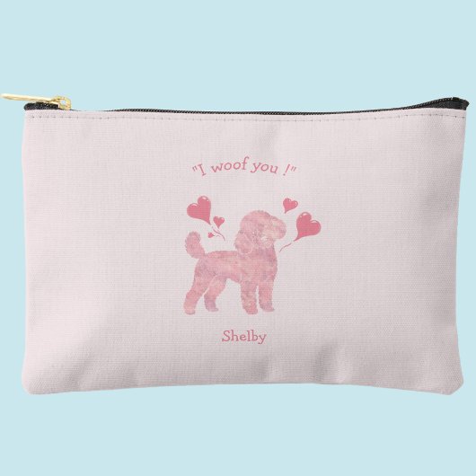 Pochette À Accessoires Poodle Pastel Pink Zipper Pouch with Custom Name