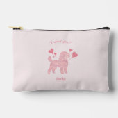 Pochette À Accessoires Poodle Pastel Pink Zipper Pouch with Custom Name (Recto)