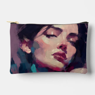 Pochette À Accessoires Portrait Abstrait de Lumière Néon