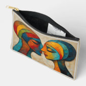 Pochette À Accessoires Portrait d'un couple d'art Abstrait (Ouvrir)