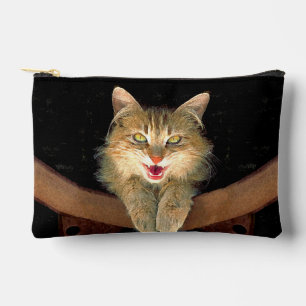 Pochette À Accessoires Portrait peint d'un chat tigré fou, peinture origi