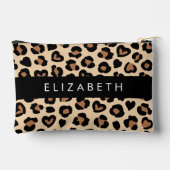 Pochette À Accessoires Poster de animal, Léopard Brown, Coeurs, Votre Nom (Verso)