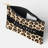 Pochette À Accessoires Poster de animal, Léopard Brown, Coeurs, Votre Nom (Ouvrir)