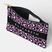 Pochette À Accessoires Poster de animal, Léopard Violet, Coeurs, Votre No (Ouvrir)