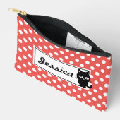 Pochette À Accessoires Pot rouge et chat noir Personnalisé (Ouvrir)