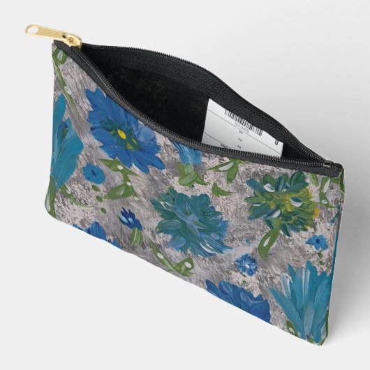 Pochette À Accessoires Pouch Accessoires Floraux Turquoise Daisy (Ouvrir)