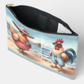 Pochette À Accessoires Poulets en maillots de bain en bord de mer (Ouvrir)