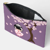 Pochette À Accessoires Poupée blanche Kimono Kokeshi mignonne Geisha fill (Ouvrir)