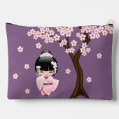 Pochette À Accessoires Poupée blanche Kimono Kokeshi mignonne Geisha fill (Verso)