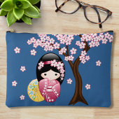 Pochette À Accessoires Poupée Kokeshi Spring - Cute Japonaise Geisha Blue
