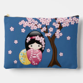 Pochette À Accessoires Poupée Kokeshi Spring - Cute Japonaise Geisha Blue (Recto)