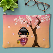 Pochette À Accessoires Poupée Sakura Kokeshi - Geisha Girl on Peach